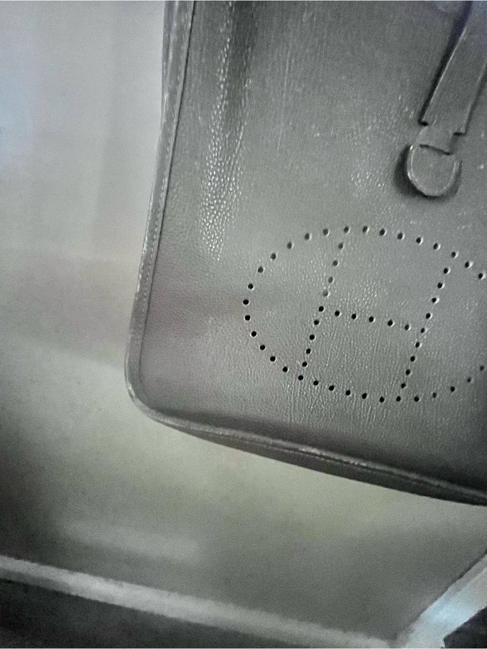 Taupe Perforated Leather Shoulder Bag - Hermes styled - Picture 3 of 12
